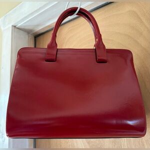 Vittoria Napoli Italy Structured Leather Satchel Deep Red Gold Hardware